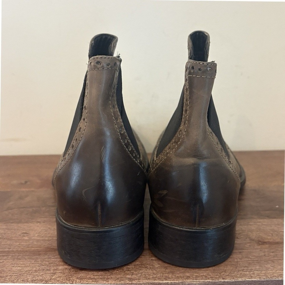 Donald Pliner Chelsea Boots Wingtip Brogue Brown Leather Western Men's Size 10 - Picture 4 of 13